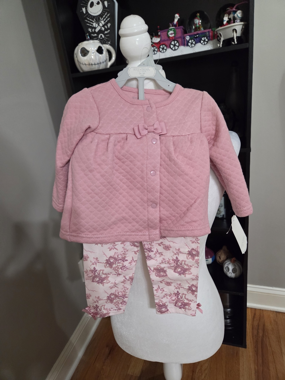 Toddler Pink Quilted  Set with Floral Leggings